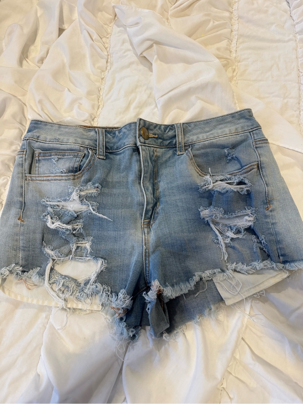 Light Wash Distressed American Eagle Denim Shorts